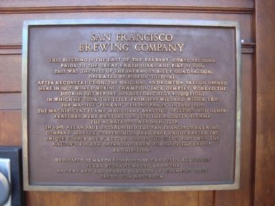 San Francisco Brewing Company Marker image. Click for full size.