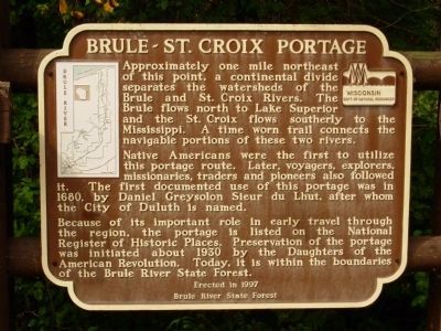 Brule-St. Croix Portage Marker. Click for full size. Brule-St. Croix Portage Marker image. Click for full size.