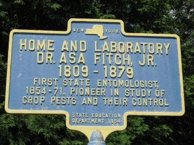 Home and laboratory of Dr. Asa Fitch Marker image. Click for full size.