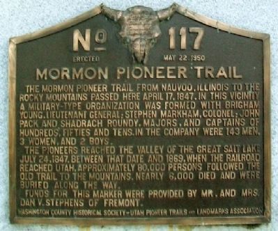 Mormon Pioneer Trail Marker image. Click for full size.