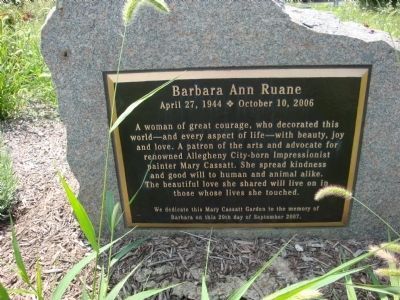 Plaque dedicated to Barbara Ann Ruane image. Click for full size.