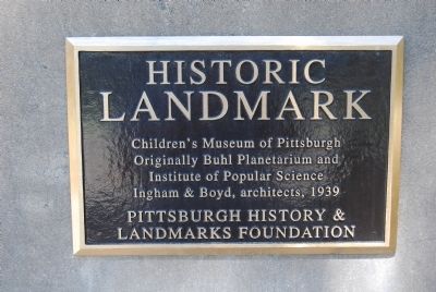 Buhl Planetarium and Institute of Popular Science Marker image. Click for full size.