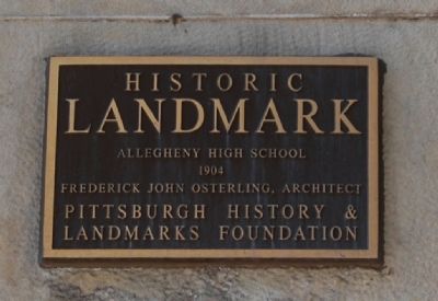 Allegheny High School Marker image. Click for full size.