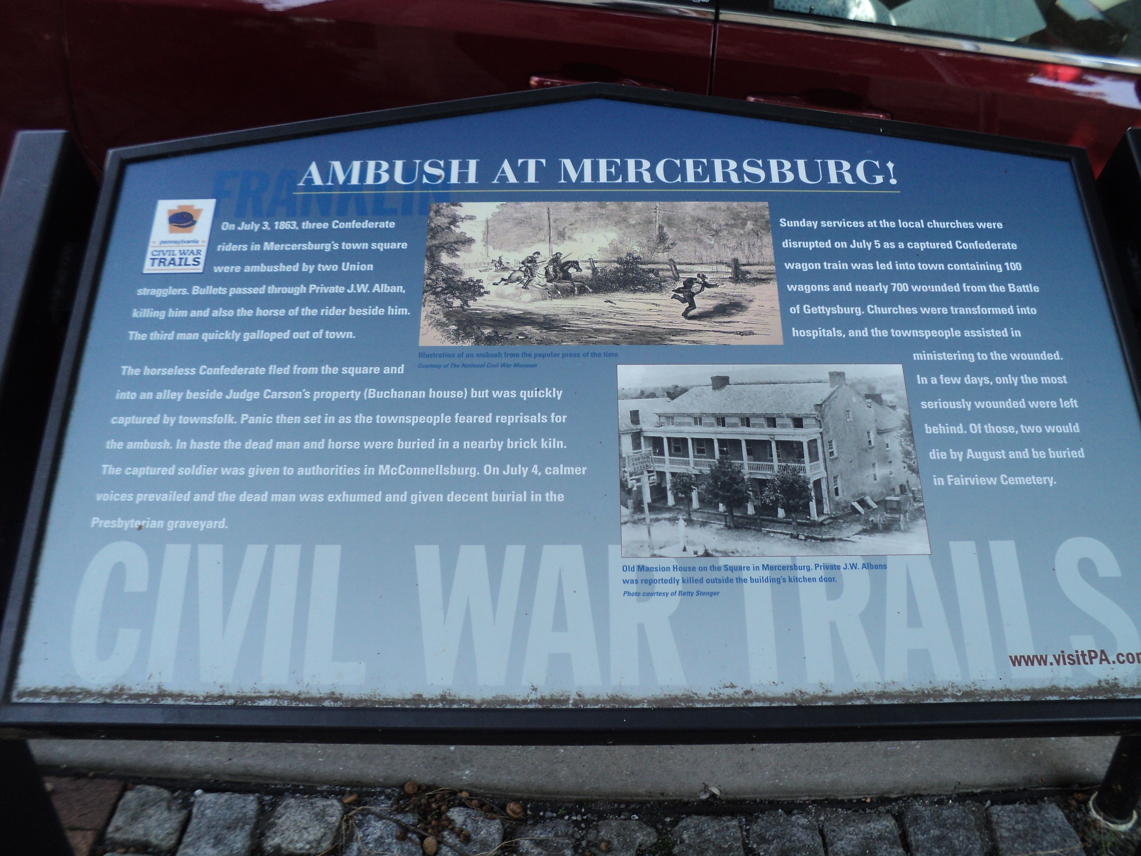Ambush at Mercersburg Marker