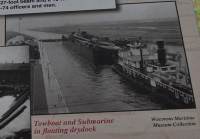 Towboat and Submarine in floating drydock. Click for full size. Towboat and Submarine in floating drydock image. Click for full size.