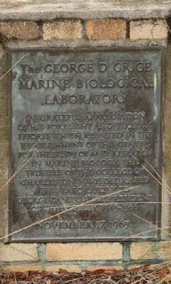 Grice Marine Laboratory Marker. Click for full size. Grice Marine Laboratory Marker image. Click for full size.