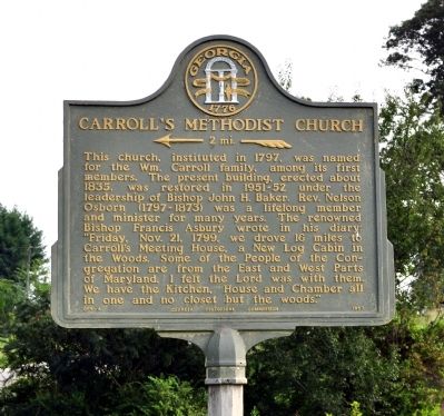 Carroll’s Methodist Church Marker image. Click for full size.
