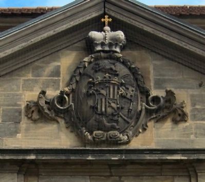 Coat of Arms of Prince Bishop Adam Friedrich von Seinsheim - Above main entrance image. Click for full size.