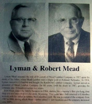 Lyman & Robert Mead on Columbus Area Business Hall of Fame Marker. Click for full size. Lyman & Robert Mead on Columbus Area Business Hall of Fame Marker image. Click for full size.