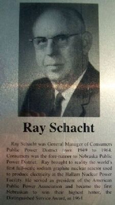 Ray Schacht on Columbus Area Business Hall of Fame Marker. Click for full size. Ray Schacht on Columbus Area Business Hall of Fame Marker image. Click for full size.
