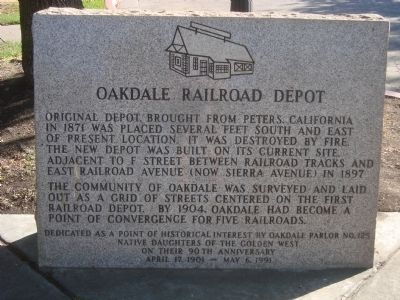 Oakdale Railroad Depot Marker image. Click for full size.