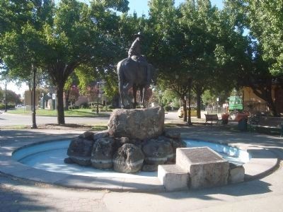 Cowboy Statue in Front of the Oakdale Railroad Depot image. Click for full size.