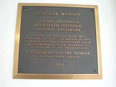Schuyler Mansion - National Historic Landmark Plaque image. Click for full size.