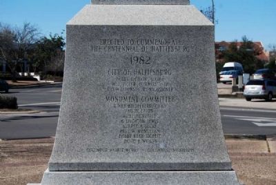 Centennial of Hattiesburg Monument<br>North Inscription image. Click for full size.