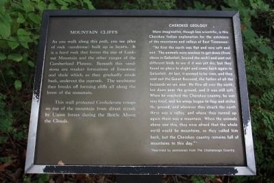 Mountain Cliffs - Cherokee Geology Marker. Click for full size. Mountain Cliffs - Cherokee Geology Marker image. Click for full size.
