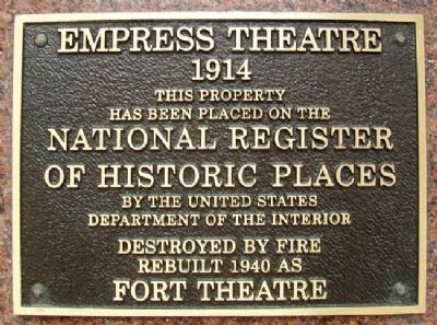 Empress Theatre NRHP Marker. Click for full size. Empress Theatre NRHP Marker image. Click for full size.