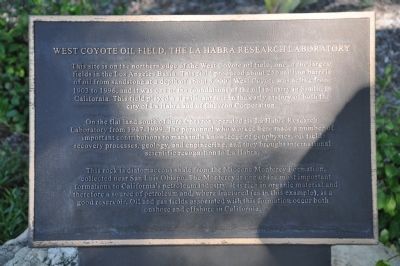 West Coyote Field, The La Habra Research Laboratory Marker image. Click for full size.