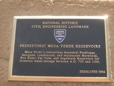 Prehistoric Mesa Verde Reservoirs Marker image. Click for full size.