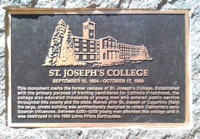 St. Joseph’s College Marker image. Click for full size.