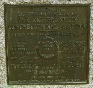 The Old Franklin Congregational Academy Marker image. Click for full size.