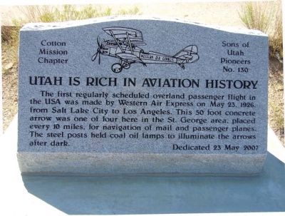 Utah Is Rich in Aviation History Marker image. Click for full size.