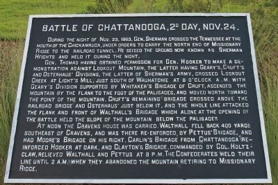 Battle of Chattanooga, 2d Day, Nov. 24. Marker image. Click for full size.