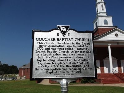 Goucher Baptist Church Marker image. Click for full size.