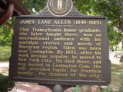 James Lane Allen Marker. Click for full size. James Lane Allen Marker image. Click for full size.