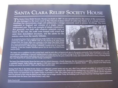 Santa Clara Relief Society House Marker image. Click for full size.