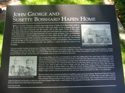 John George and Susette Bosshard Hafen Home Marker. Click for full size. John George and Susette Bosshard Hafen Home Marker image. Click for full size.