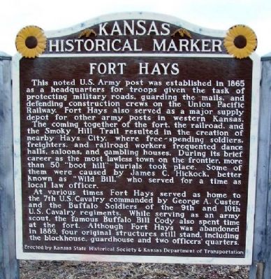 Fort Hays Marker image. Click for full size.