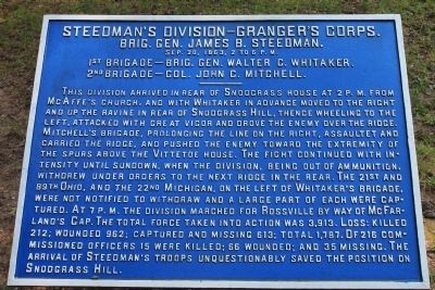 Steedman's Division - Granger's Corps. Marker image. Click for full size.