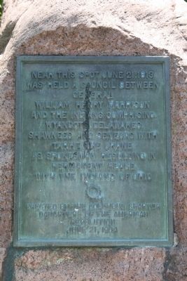 Council Site Between William Henry Harrison and Indians Marker image. Click for full size.