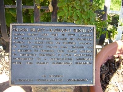 Orson Pratt – Richard Bentley Marker. Click for full size. Orson Pratt – Richard Bentley Marker image. Click for full size.