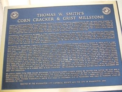 Thomas W. Smith's Corn Cracker & Grist Millstone Marker image. Click for full size.