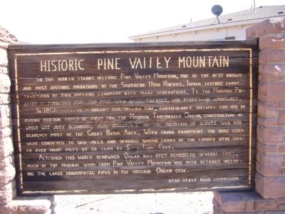 Historic Pine Valley Mountain Marker image. Click for full size.