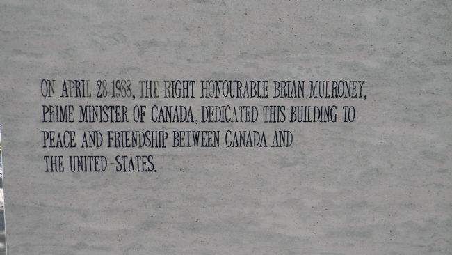 Embassy of Canada in Washington, DC: Dedicated to "peace and friendship", 1988 image. Click for full size.