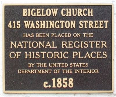 Bigelow Church NRHP Marker image. Click for full size.
