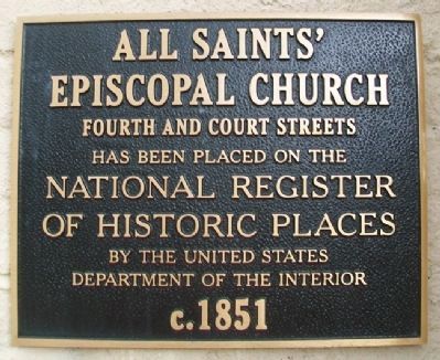 All Saints' Episcopal Church NRHP Marker image. Click for full size.