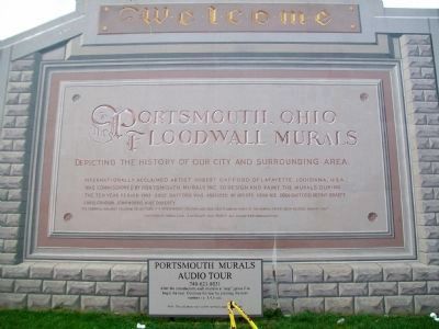 Portsmouth, Ohio Floodwall Murals Welcome Mural. Click for full size. Portsmouth, Ohio Floodwall Murals Welcome Mural image. Click for full size.