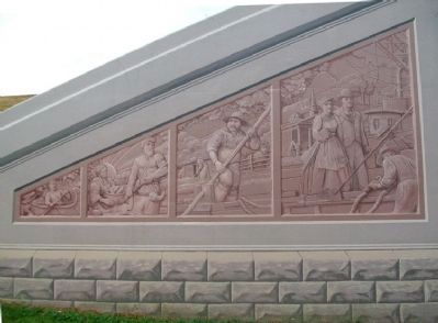 Faux Reliefs Mural at East End of Floodwall Murals. Click for full size. Faux Reliefs Mural at East End of Floodwall Murals image. Click for full size.