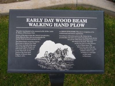 Early Day Wood Beam Walking Hand Plow Marker image. Click for full size.