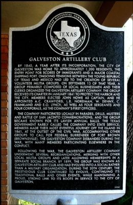 Galveston Artillery Club Marker image. Click for full size.