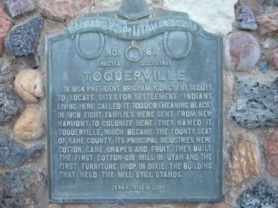 Toquerville Marker image. Click for full size.