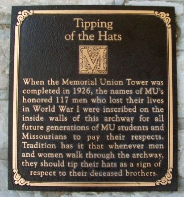 Memorial Union Tower Tipping of the Hats Marker image. Click for full size.