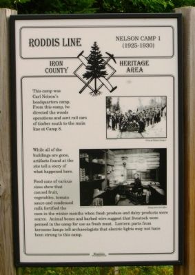 Roddis Line – Nelson Camp 1 (1925-1930) Marker image. Click for full size.