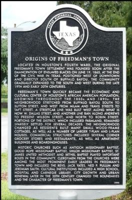 Origins of Freedman's Town Marker image. Click for full size.