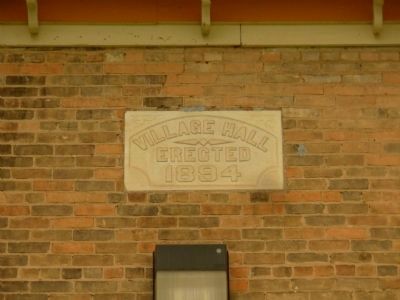 Belleville Library and Village Hall date stone image. Click for full size.