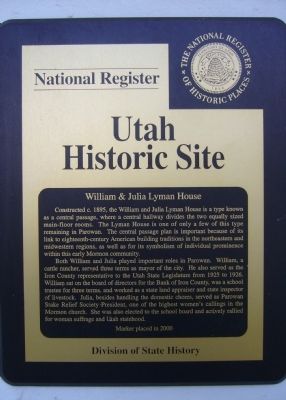 William and Julia Lyman House Marker image. Click for full size.