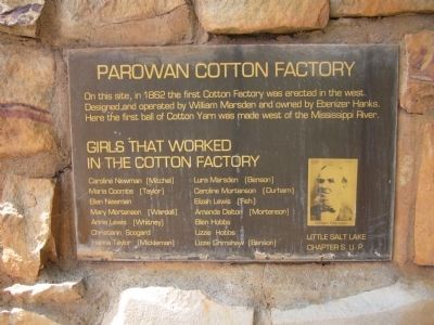 Parowan Cotton Factory Marker image. Click for full size.